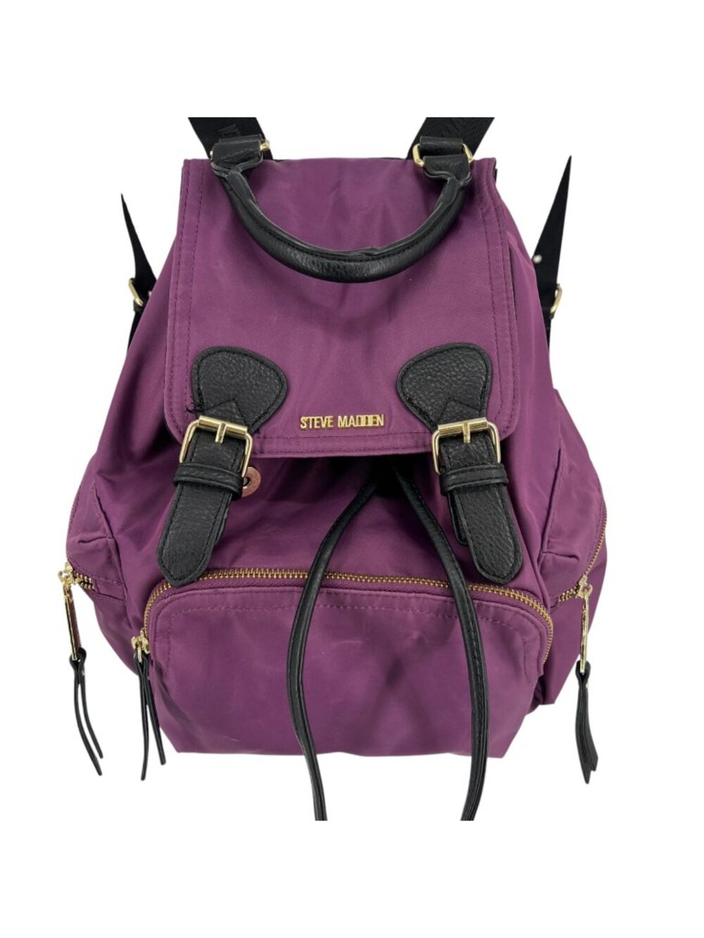 Steve Madden Purple Nylon Backpack With Black Trim Gold Hardware